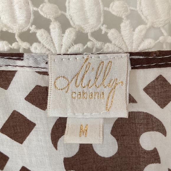 MILLY Cabana retro brown and white crochet beach coverup size medium - Picture 2 of 10
